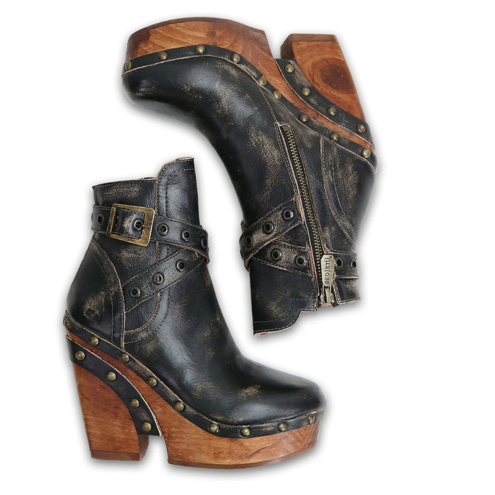 SOLD Bed Stu ADORE Black Handwash Leather Wedge Boots sz 10 ULTRA RARE - Picture 6 of 12